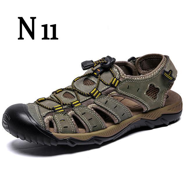 

Hot Sale Men's Sandals Summer Breathable Men's Genuine Leather Sandals Roman Male Shoes Outdoor Beach Big Size 46 47 48, 2026 dark brown
