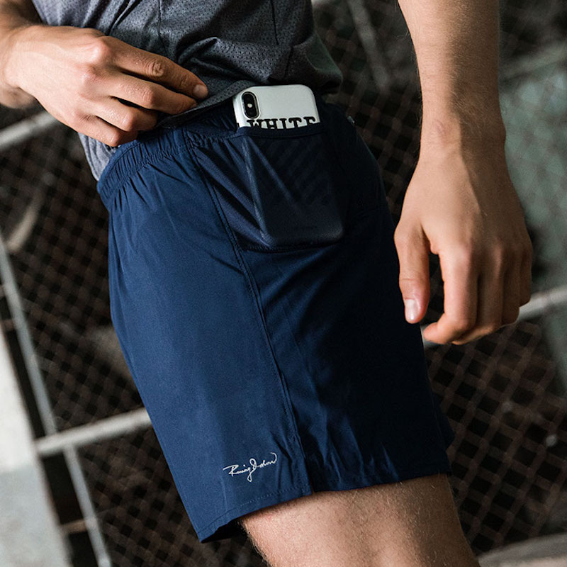 

U18083 Professional Sports Shorts Zip Pockets Men Running Shorts 2 in1 Breathable Running Workout Light Gym Training, Black