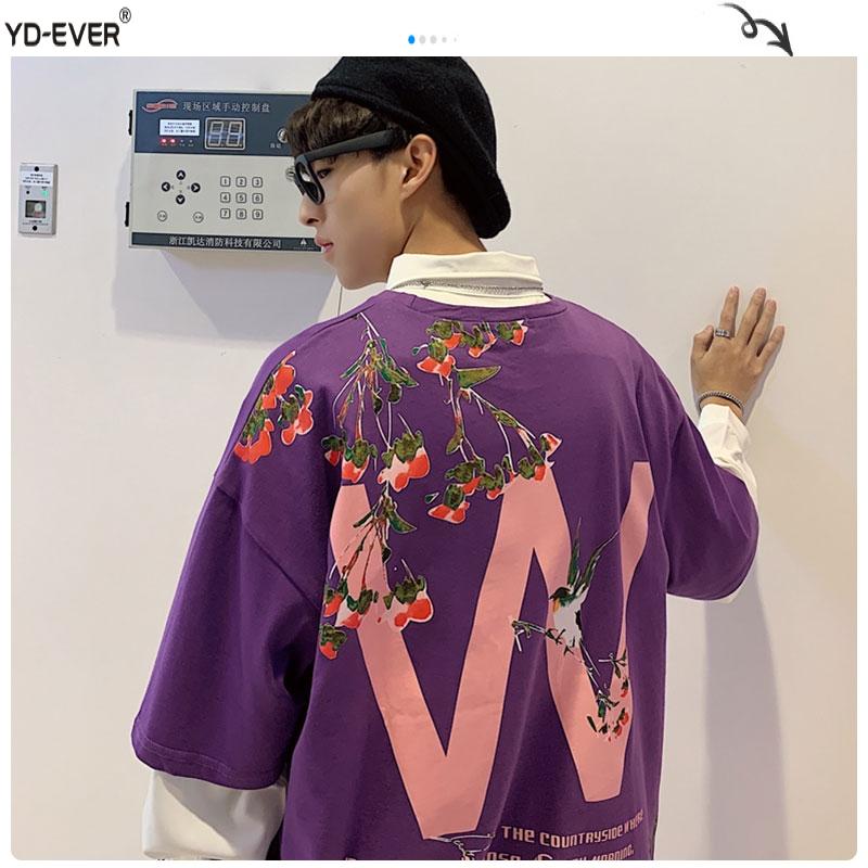 

2020 Summer Flower Print Men's T-shirt Hip Hop Fashions Tshirts Men Oversize 5XL Male Harajuku High Quality T Shirt-d, Black(asiansize)
