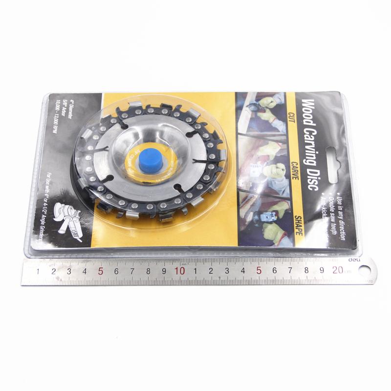 

Hot New 4 Inch 14 Teeth Grinder Chain Disc 16mm Arbor Wood Carving Disc for 100/115 Angle Grinders