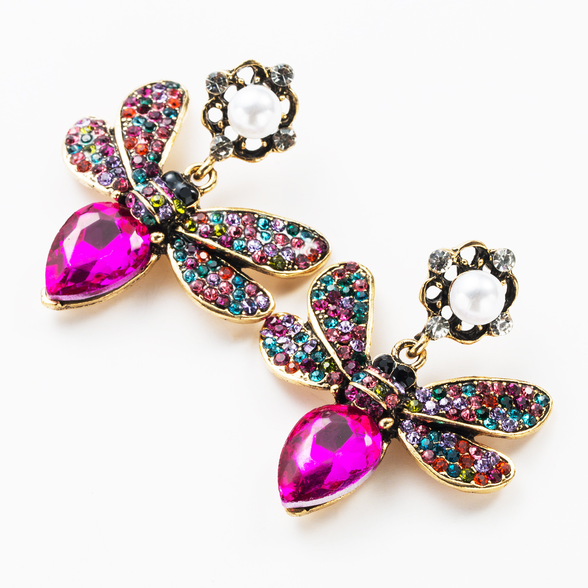 

Fashion new butterfly color diamond multi-layer earrings bohemian style