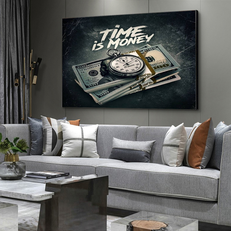 

Retro Posters and Prints Time is Money Art Modular Canvas Painting on The Wall Art Picture for Living Room Nordic Home Decor