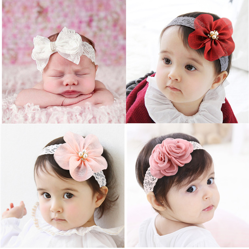 

Newborn Baby Girls Boys Bowknot Headbands Flowers Lace Princess Kids Accessories 1 order