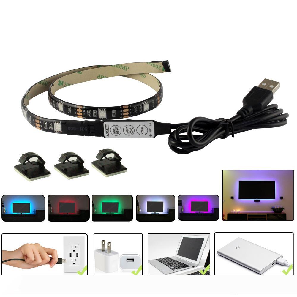 

MJJC 5V USB LED Strips Waterproof 50CM 1M 2M RGB SMD5050 Flexible LED Tape Lights for TV Car Computer Tent Lighting Outdoor IP65