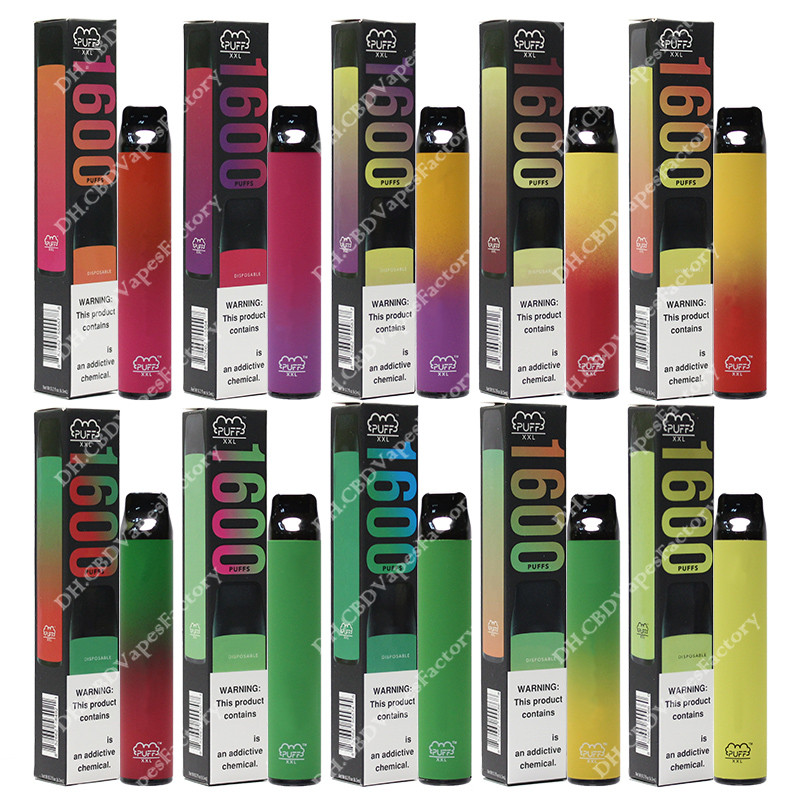 

Newest PUFF XXL 1600 Puffs Hits Disposable Device Vape Pen Pre-filled Vapors e Cigarettes Portable System Starter Kit Vaporizers