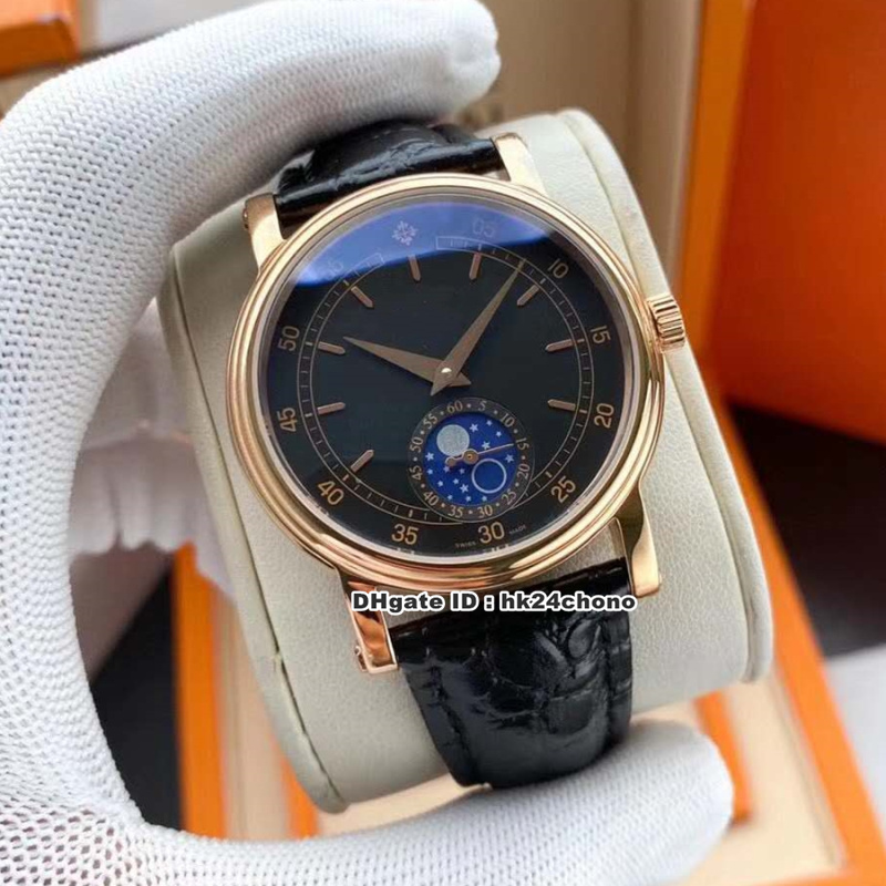 

11 Styles Luxury High Quality Calatrava Rose Gold Automatic Mens Watch Black Dial Leather Strap Gents Sport Watches, Box