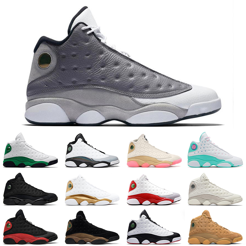 

13 atmosphere grey 13s mens outdoor shoes Island Green Playground Reverse He Got Game Black cat men trainer sneakers US 7-13, Wheat