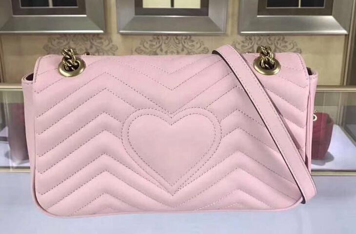 

5A Women 443497 26cm Marmont real Leather Shoulder Bag,Antique gold-toned hardware,Flap spring closure with Box+Dust Bag+Reciept, 443497 blue