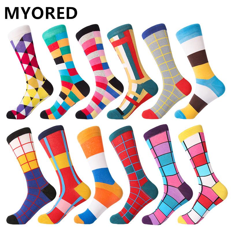 

MYORED 12pairs/Lot Men's Socks Calcetines Hombre fashion wedding gift men casual socks for autumn winter warm christmas gift, T020
