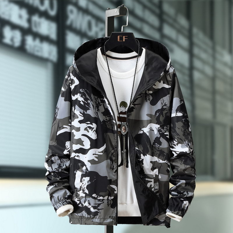 

Plus Size 7XL Man Autumn Both Sides Camouflage Clothes Jacket Men Fashion Print Coat Outwear Male Windbreaker Streetwear ,GA459, Red
