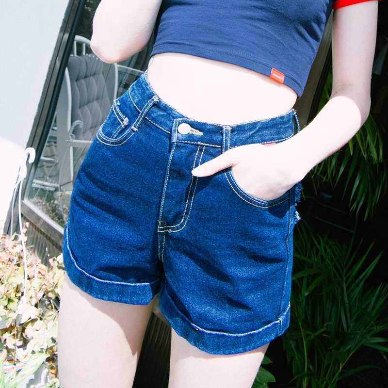 

Fashion Women Jean Shorts High Waist Skinny Ladies Denim Shorts Heart-shaped Tassel Ripped New Summer Sexy Female, Blue
