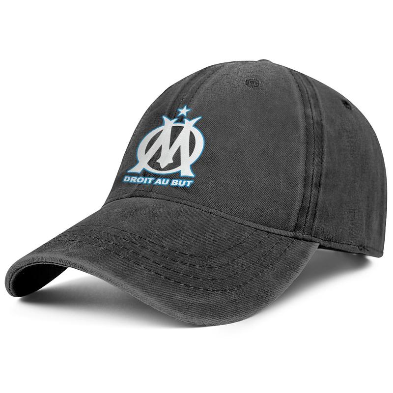 

Stylish Olympique de Marseille Les Olympiens OM White Unisex Denim Baseball Cap Vintage Cute Hats marble Text Pure Coconut Tree Label, Blue;gray