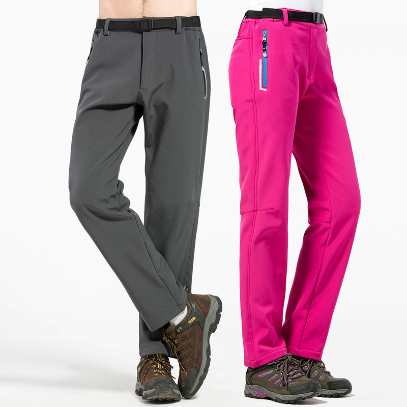 

NUONKEO New Outdoor Hiking Pants Women Men Winter Spring Waterproof Softshell Sports Ski Climbing Windproof Pants PM12, Women fuchsia