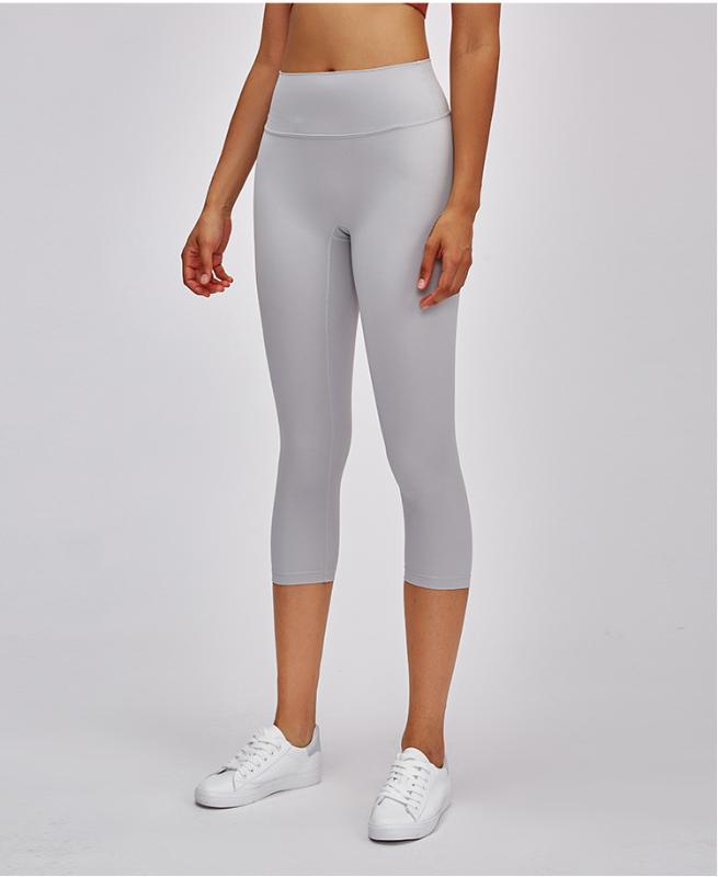

Women Yoga Leggings For Gym Sport Wear Stretchy Leggings Women Fitness Workout Soft Solid Color 7/8 length Seamless Pants, Black