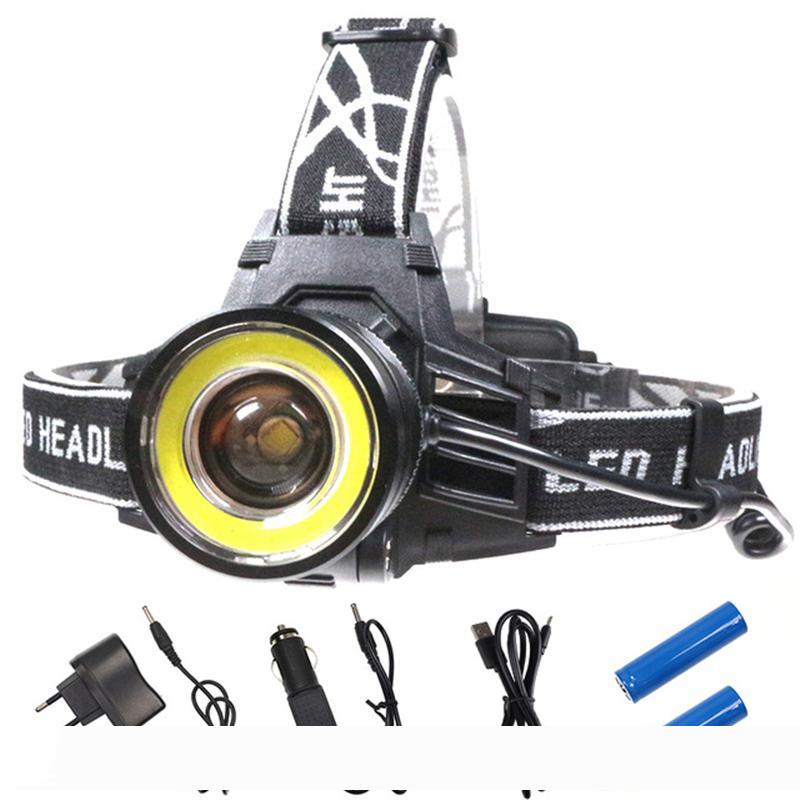 

T6+COB LED Headlamp 4 Modes Zoomable LED Headlight Camping Head Torch 10000 Lumens LED Hunting Head Lights