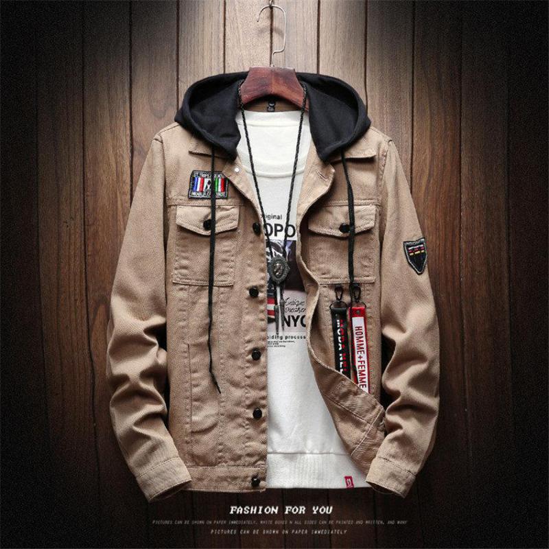 

Men's Jackets Autumn And Winter Japanese Hooded Men Fashion Street Brand Solid Color Long Sleeved Home Leisure Slim Mens, Black