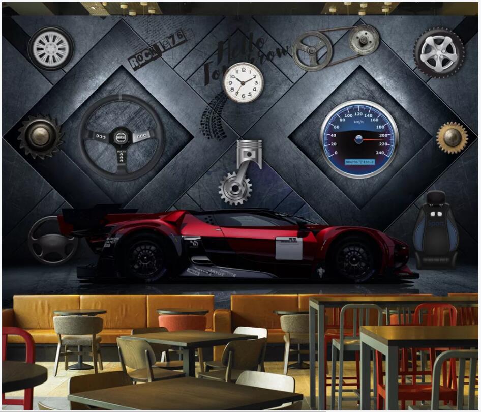 

3d wallpaper custom photo mural Metal industrial wind machinery steel sports car home decor living room photo wallpaper for walls 3 d, Non-woven
