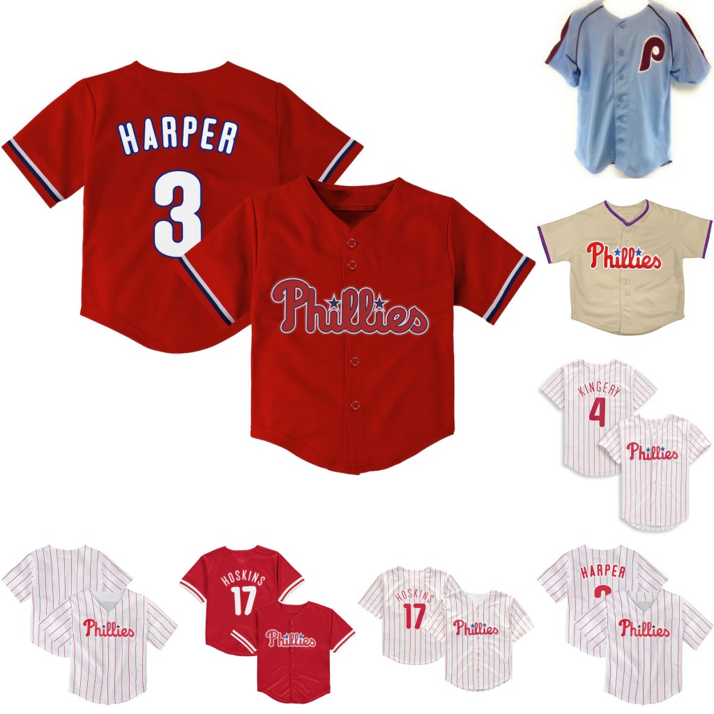 

2020 Toddler Jersey Harper Rhys Hoskins JT Realmuto Didi Gregorius Zack Wheeler Andrew Jean Segura Odubel Herrera Kingery baseball Jersey, White