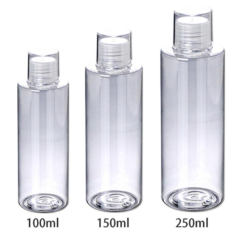 

Home Essential Oil Clear Flip Top Toner Travel Empty Body Wash Refillable Container Screw Lids Lotion Bottles Shampoo Cream