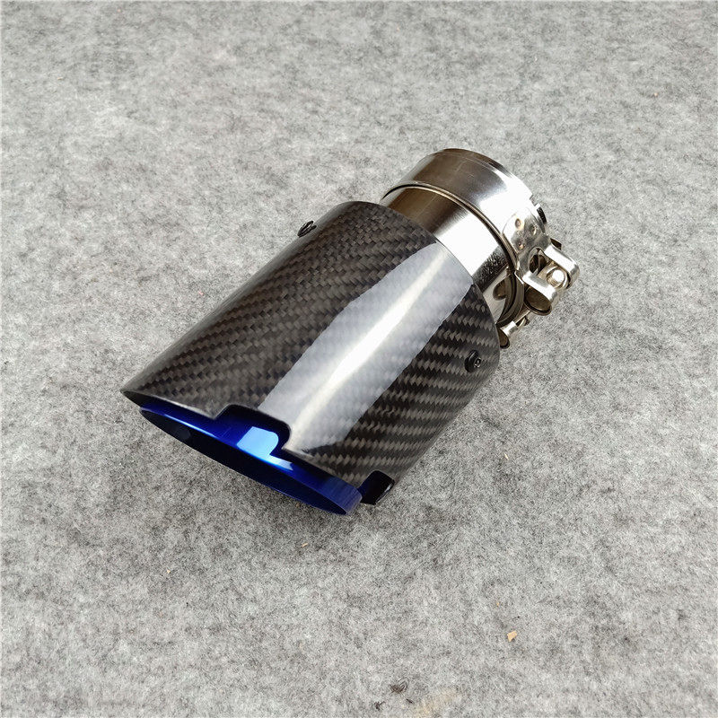 

Inlet 51/54/57/60mm Carbon Fibre Exhaust Tip Muffler Tail Pipe Blue Burnt Glossy Black Cover For Car Styling