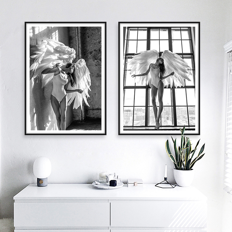 

Angel Wing Canvas Posters And Prints Wall Art Canvas Painting Black White Wall Pictures For Living Room Nordic Decoration Home