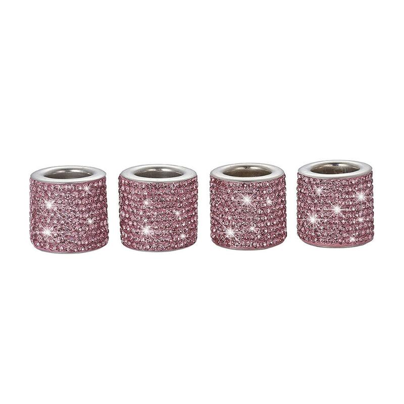 

4PCS Shiny Diamond Car Headrest Collar Decor Light Pink Bling Interior
