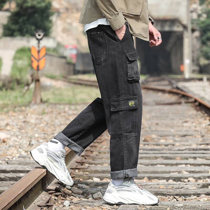 

Spring Autumn 2020 Jeans Men Loose Original Casual Plover Haren Denim Trousers, Black