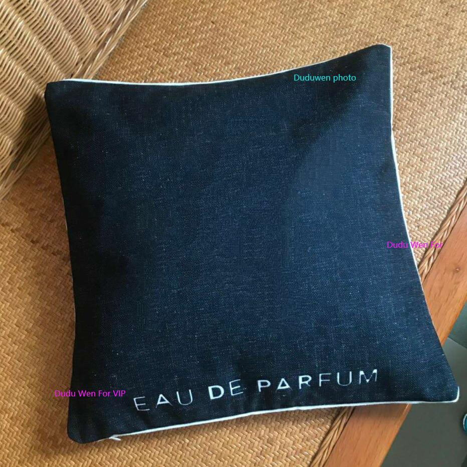 

45X45CM inspired C Eco-friendly cotton-flax cushion cover without insert letters fashion fashion weave pillowcase, Black
