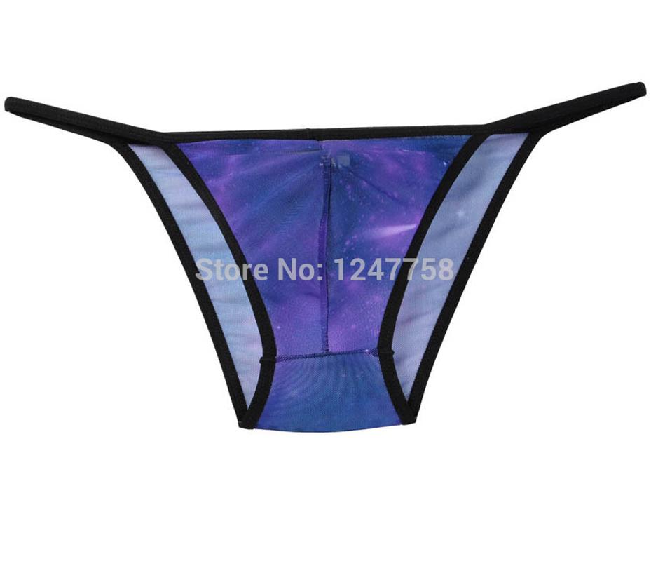 

New Sexy Men's Colorful Mesh Mini Briefs Underwear Bulge Pouch Soft Thong Briefs, Black