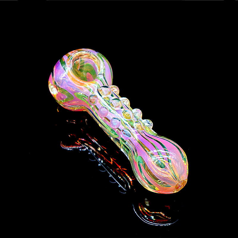 

Pink striped gold fumed glass hand pipes for tobacco
