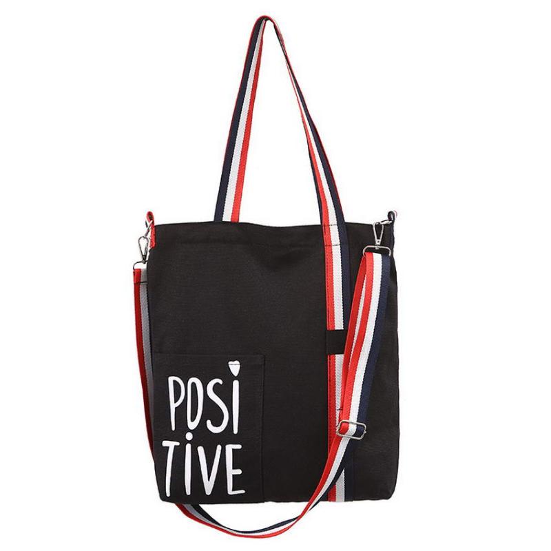 

KANDRA 2020 New Girl Letter Canvas Tote Large Preppy School Book Shoulder Bag Purse Crossbody Bag Canvas Every Day Campus, H007 yellow