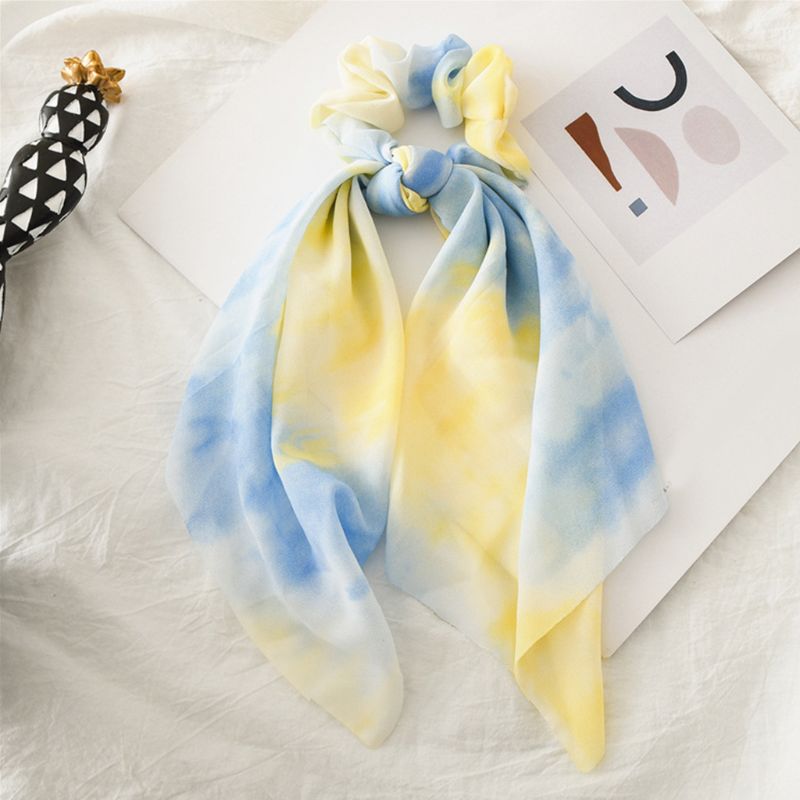 

Chiffon Ribbon Bow Scrunchies Scarf Contrast Tie-Dye Elastic Ponytail Hair Ties 449F