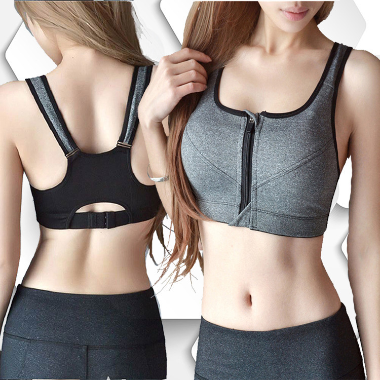 

Shockproof High-intensity Sports Bra Without Steel Ring Zipper Underwear Running Fitness Vest Female Yoga, Orange