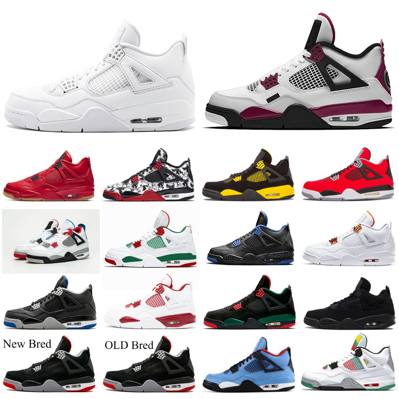 

4 4s basketball shoes for men cement pure money mars blackmon white pizzeria cavs mens comfortable sneakers sports shoes 713, 5 orange metallic