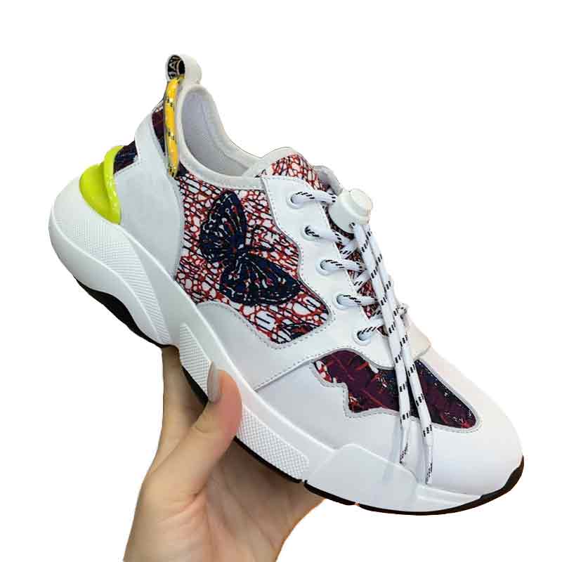 Womens Sports Shoes Lace Up High Platform Sneakers Side Zipper Single Shoes LI