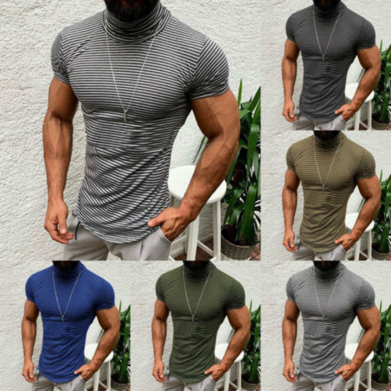 

2019 Hirigin Brand Clothing 5 colors turtlneck Men's T Shirt Men Fashion T shirt Fitness Casual For Male T-shirt, Yellow