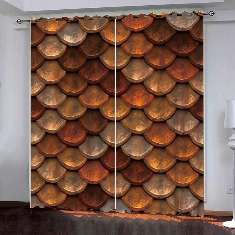 

3D Curtain Photo Custom Size Countless small copper patterned Curtains For Bedroom Living Room Decorative Curtain, As pic