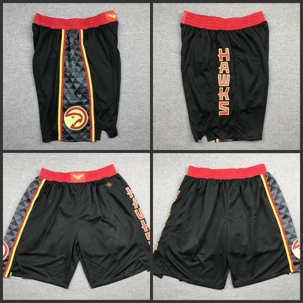 

Atlanta Hawks Men Black Red Icon Edition NBA Swingman Basketball Shorts