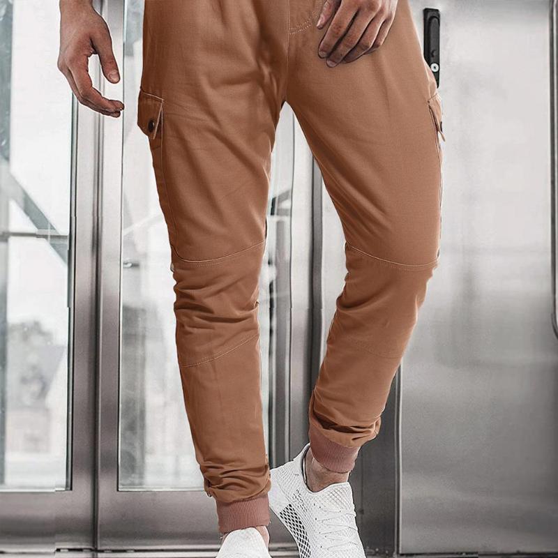 

Men' Pants Overalls Loose Middle Waist Slacks Beam Feet Trousers, Khaki
