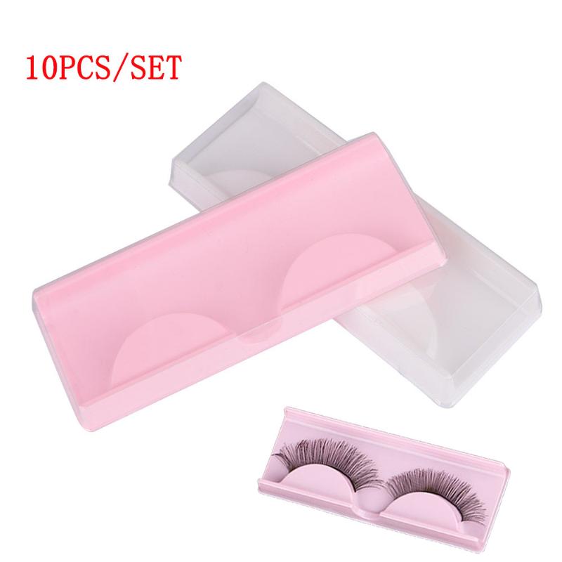 

10Set Strip Eyelash Box Packaging Beige/Pink Bottom with Transparent Cover Lash Case Protection Eye Lashes Storage Box Reuseable