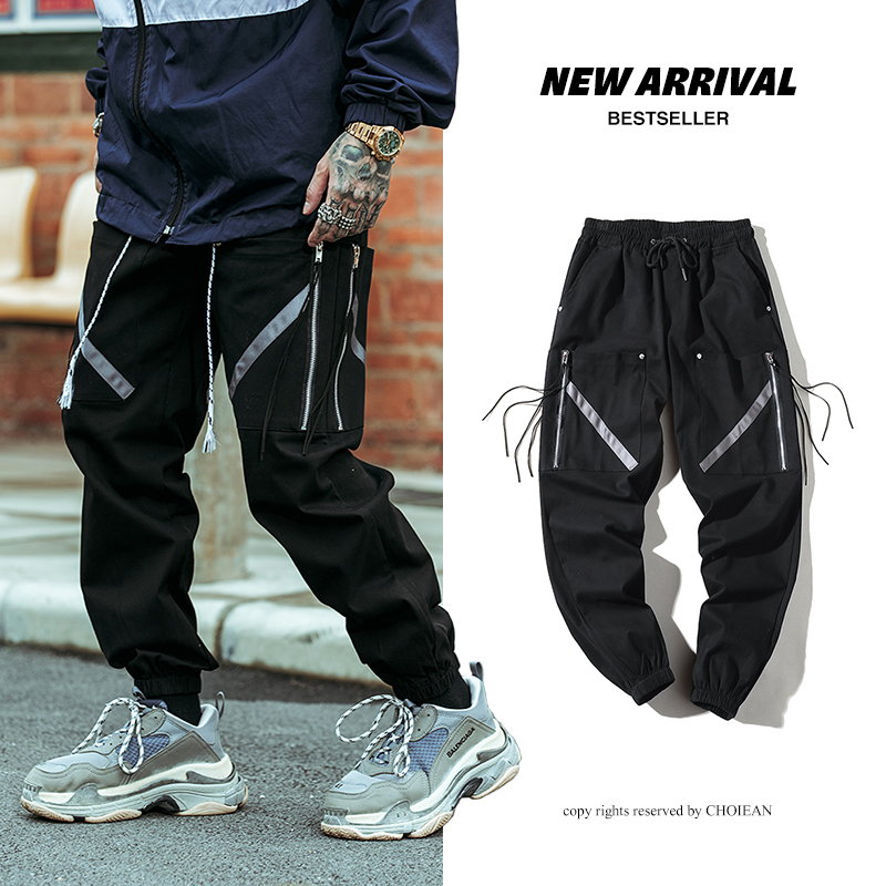 

Streetwear Men' Multi Pockets Cargo Pants Harem Joggers Harajuku Sweatpant Hip Hop Trousers Male Track Pants Men, Army green