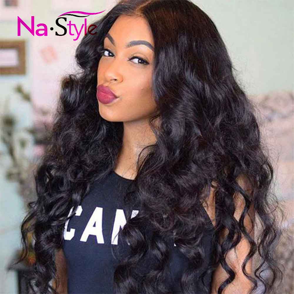

Transparent Lace Wigs Loose Deep Wave Wig 360 Lace Frontal Wig Pre Plucked With Baby Hair 180 Density Lace Front Wig Humain Hair, Black