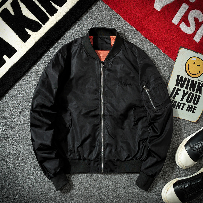 

Bomber Jacket Men Women Pilot Jacket Print Couple Baseball Coat Youth Fashion Casual Streetwear Spring 2020, Black
