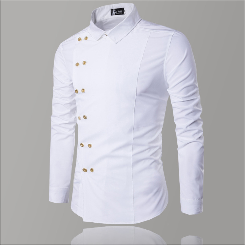 

Casual Men White Shirt Double Button Luxury Men Shirt Cotton Slim Fit Men's Long Sleeve Shirts Dress Fashion Dress For, Red
