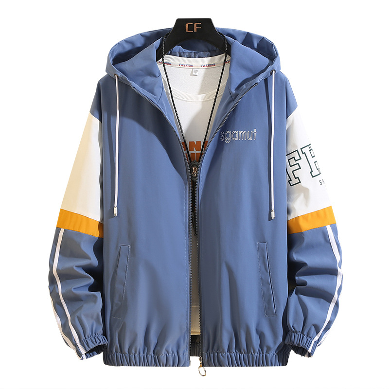 

2020 Spring and Autumn Clothes Men Jacket Size 5XL Outwear Hooded Coat Slim Parka Men's Hooded Fashion Printed Jacket, Black