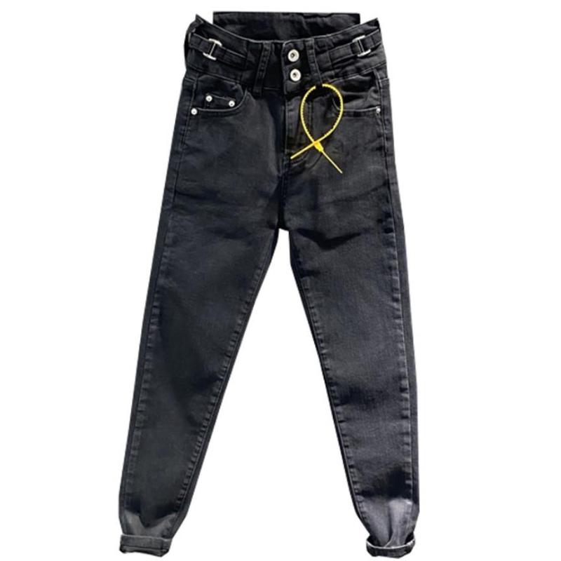 

new arrival autumn skinny jeans women high waist casual pencil jeans plus size 26-31, Black