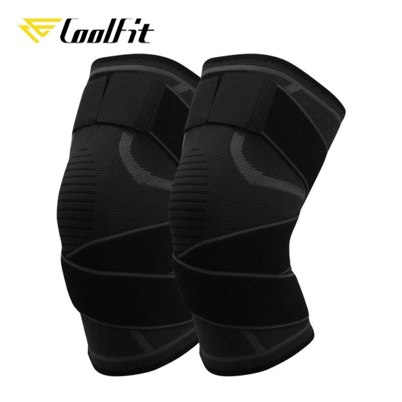 

CoolFit 1 Pair Knee Brace Compression Sleeve with Strap for Best Support & Pain Relief for Meniscus Tear, Arthritis, Basketball, Black