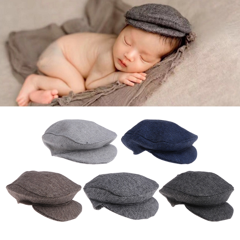

Cute Baby Newborn Peaked Beanie Cap Hat Baby Boys Girls Photography Prop 0-1M, Gray and white