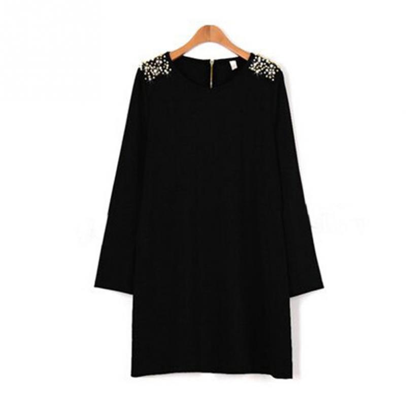 

Women Autumn Winter Plus size Casual Loose Tops Long Sleeve T-Shirt Blouse Dress, Black