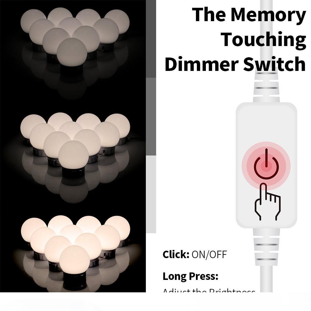 

LED 12V Makeup Mirror Light Bulb Hollywood Vanity Lights Stepless Dimmable Wall Lamp 6 10 14Bulbs Kit for Dressing Table LED010